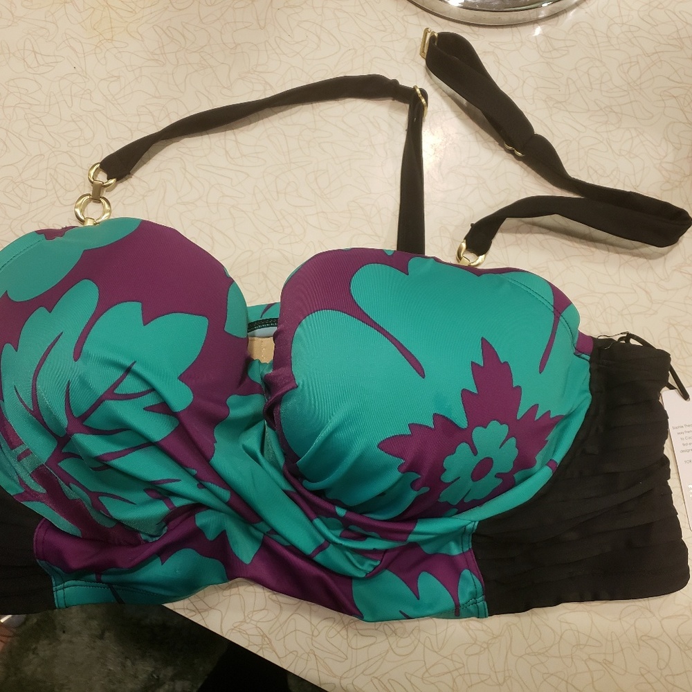 Long line swim bikini top